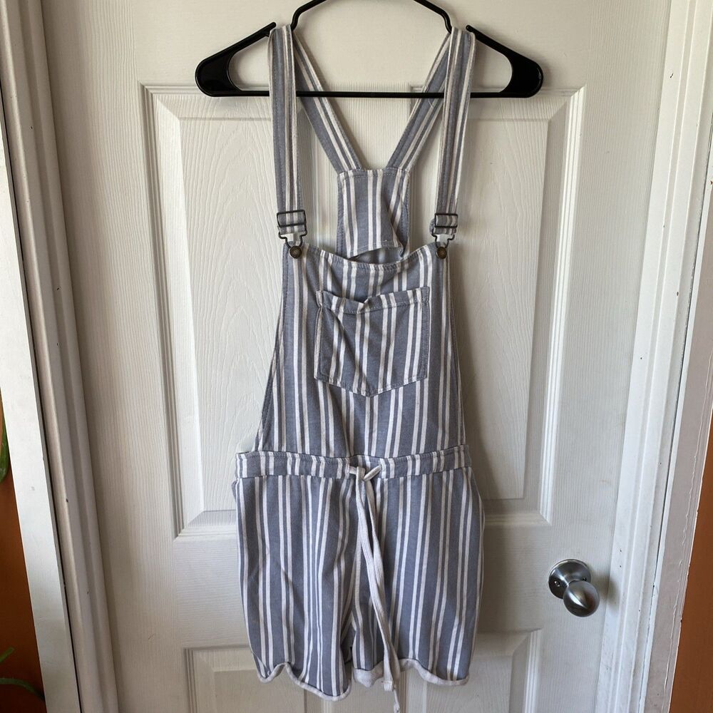 Wallflower Romper Women’s Size Large Vertical Striped Drawstring Pockets
